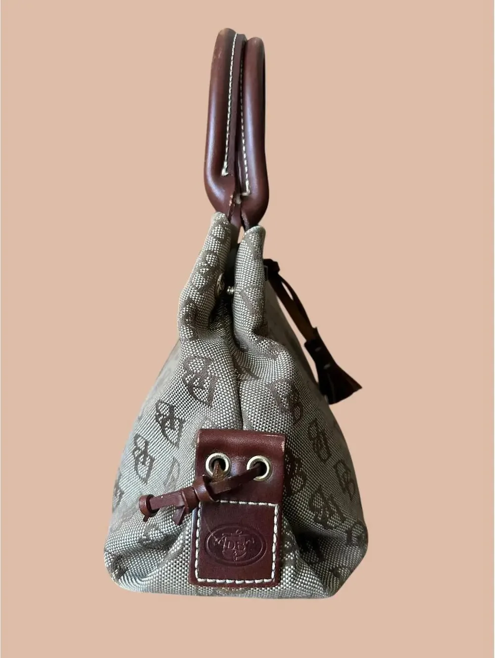 Dooney & Bourke DB Logo Canvas Drawstring Tote Y2K